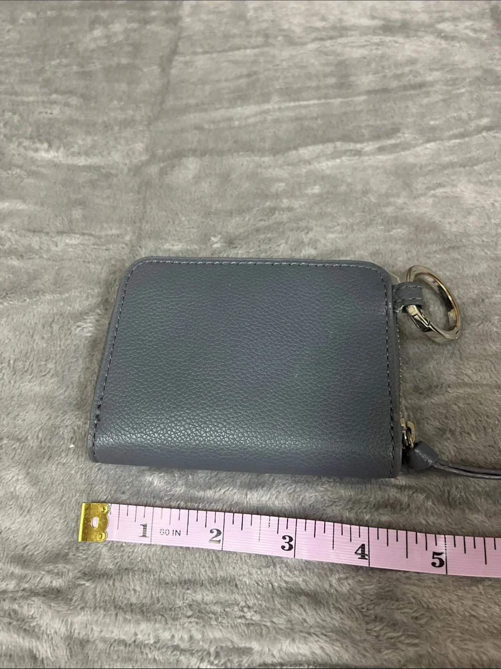Vera Bradley Slate Gray Zip Card Case with Key Ring